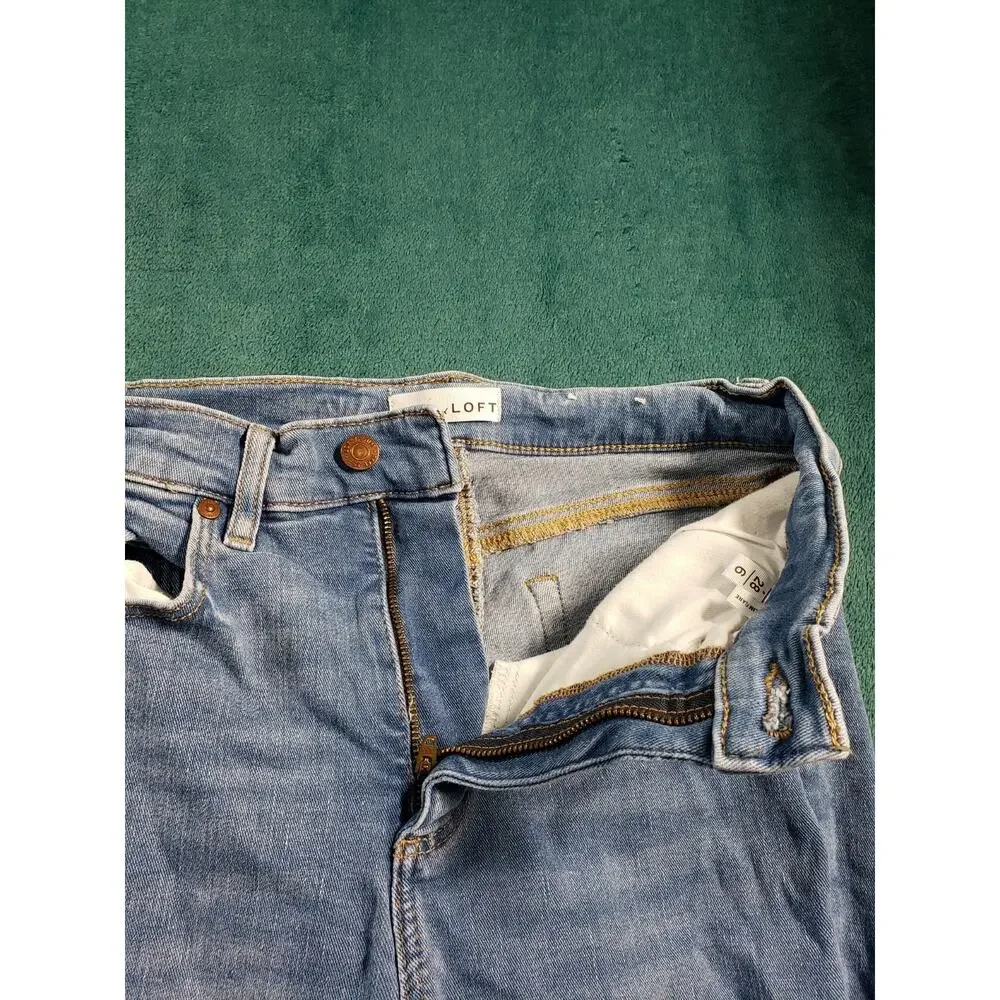 Loft Jeans Size 6 Petite Women Blue Pants Denim Stretch Mid Rise Flared Wide Leg